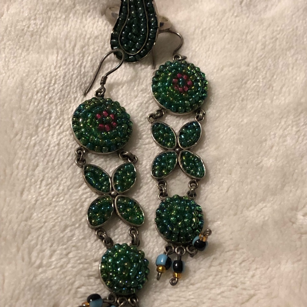 Sterling Silver Beaded Ring & Earrings